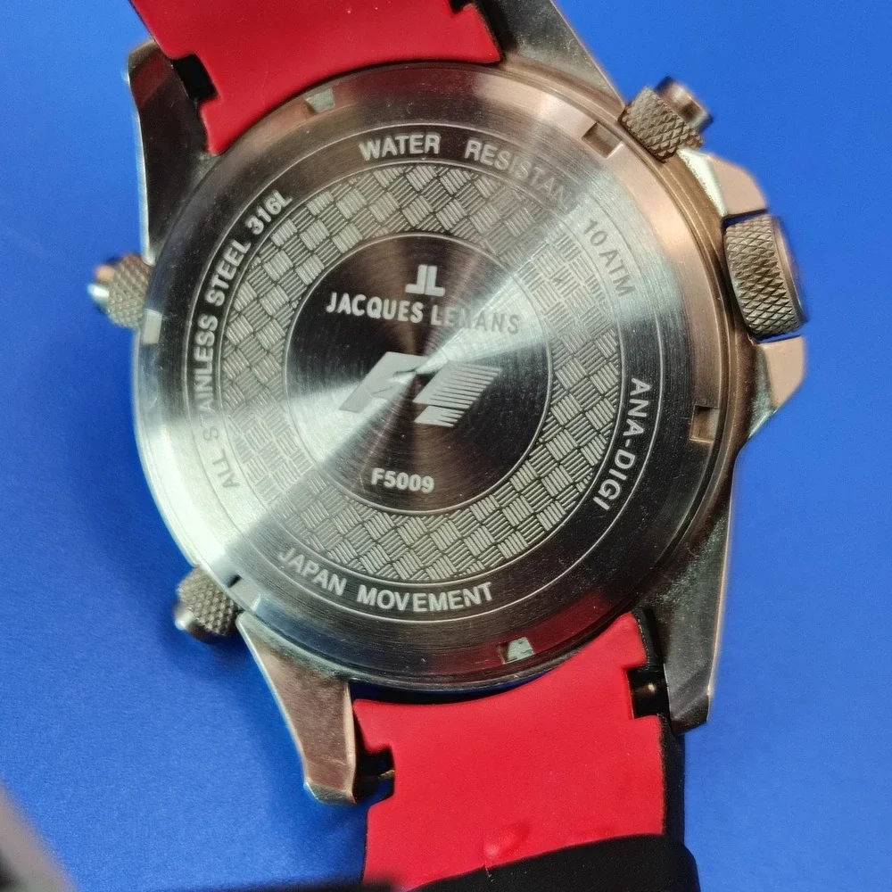 Vintage 2010 Jacques LeMans Formula 1 Ani-Digi Dual Time 43mm Mens Quartz‎ Watch